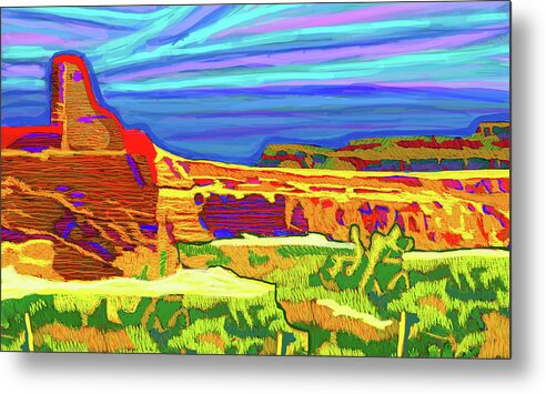 Sunrise Metal Print featuring the painting Morning At Chaco Canyon by Rod Whyte