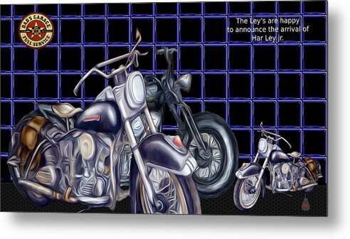 Vintage Motorcycle Metal Print featuring the mixed media Motorcycle Family by Ronald Mills