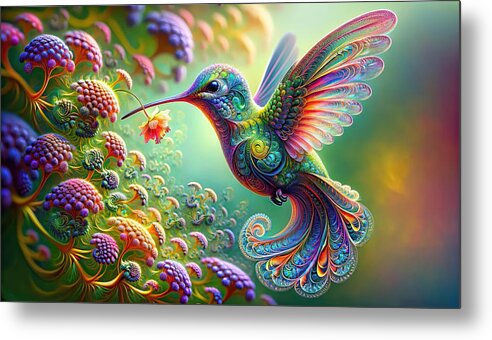 Hummingbird Metal Print featuring the digital art Nectar's Whisper by Bill and Linda Tiepelman
