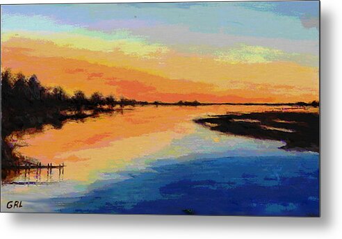 Fine Art Metal Print featuring the painting North Carolina Emerald Isle Sunrise Original Digital Art by G Linsenmayer