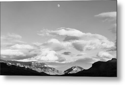Black And White Photography Metal Print featuring the photograph North Fork Moon by Alden White Ballard