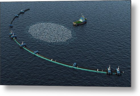 Garbage Metal Print featuring the photograph Ocean Cleaning System by Denes Farkas