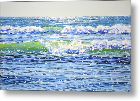 Seascape Metal Print featuring the painting 	Ocean. Waves. Light. by Iryna Kastsova