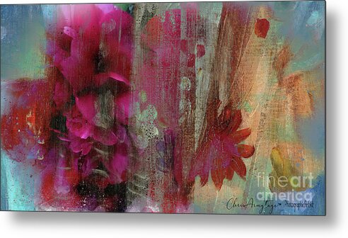 Floral Metal Print featuring the mixed media Painted Peonies Abstract by Chris Armytage