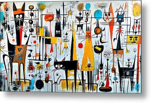 Style Metal Print featuring the painting Painting Animal World style colorful surrealism b by N Akkash