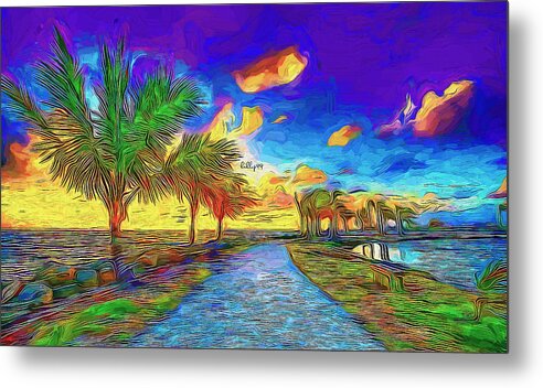 Paint Metal Print featuring the painting Palms road 3 by Nenad Vasic