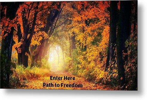 Autumn Metal Print featuring the mixed media Path to Freedom by Nancy Ayanna Wyatt