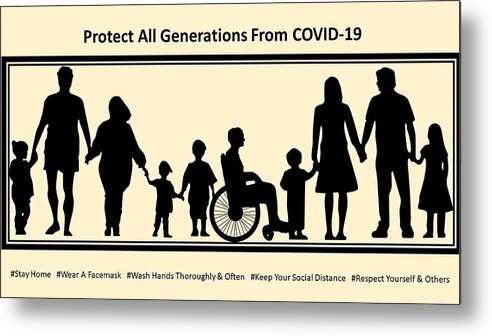 Family Metal Print featuring the mixed media Protect All Generations From COVID-19 by Nancy Ayanna Wyatt