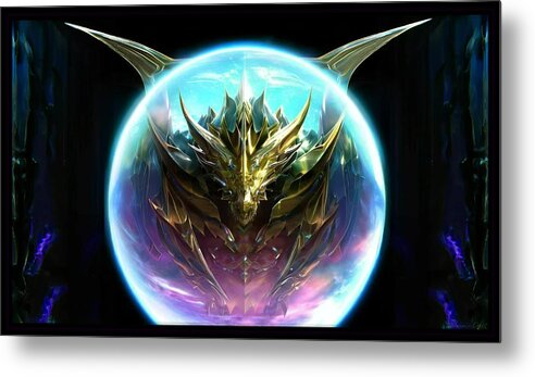 Dragon Metal Print featuring the digital art Pure Golden Dragon by Shawn Dall