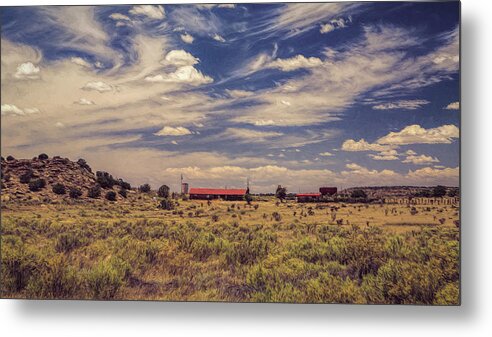 New Mexico Metal Print featuring the photograph Red Barn by Route 66 New Mexico by David Smith