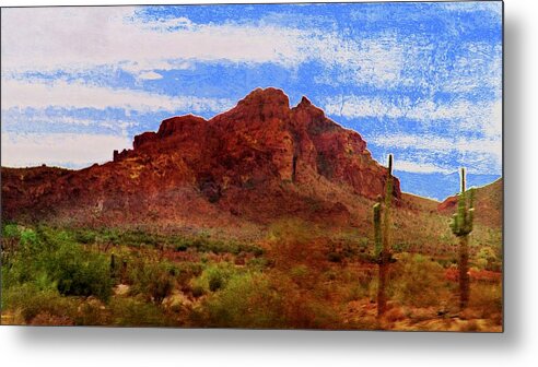 Digital Art Metal Print featuring the photograph Red Mountain on the Move by Judy Kennedy