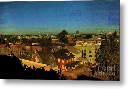 Digital Art Metal Print featuring the photograph Rooftop View in Portland by Charlene Mitchell
