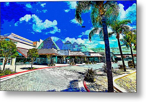 Santa Clara Convention Center Metal Print featuring the digital art Santa Clara Convention Center, impressionist painting by Nicko Prints