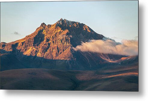 Andes Metal Print featuring the photograph Sincholagua volcano at sunset by Henri Leduc
