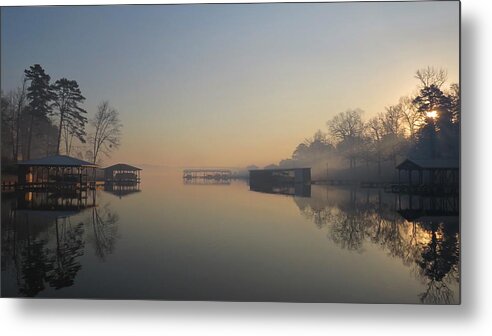 Lake Metal Print featuring the photograph Smoky Morning Lake Cove by Ed Williams