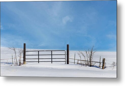 Snow Metal Print featuring the photograph Snowy Gate by Laura Terriere