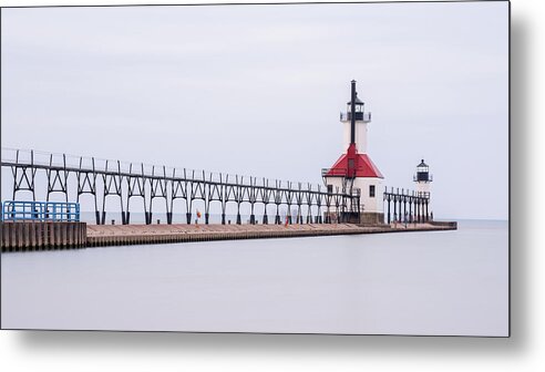 Lighthouse Metal Print featuring the digital art St. Joseph North Pier Lighthouse by Kevin McClish