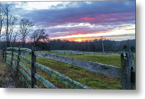 Fence Metal Print featuring the photograph Sunrise in Gettysburg Landscape by Amelia Pearn