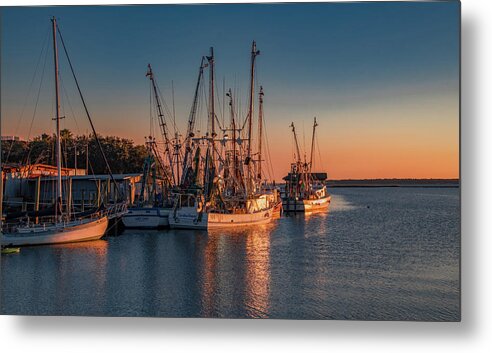 Sunset Metal Print featuring the photograph Sunset at Shem Creek, Charleston by Marcy Wielfaert