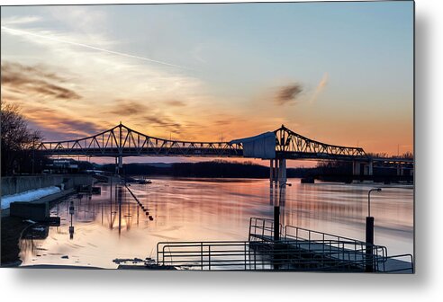 Winona Metal Print featuring the photograph Sunset - Spring Flood of 2019 by Al Mueller