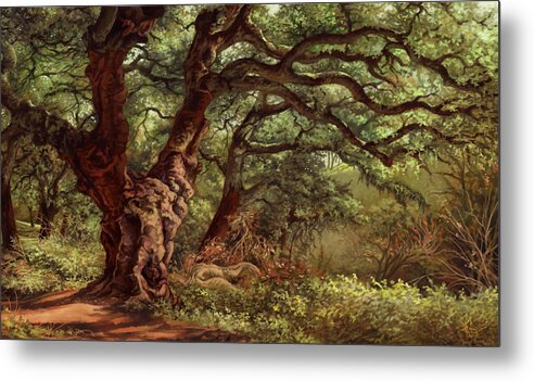 Landscape Metal Print featuring the painting Take the long way home by Hans Neuhart