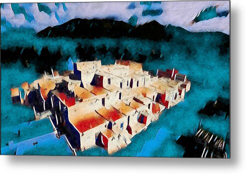 Native American Metal Print featuring the digital art Taos Pueblo by Aerial Santa Fe