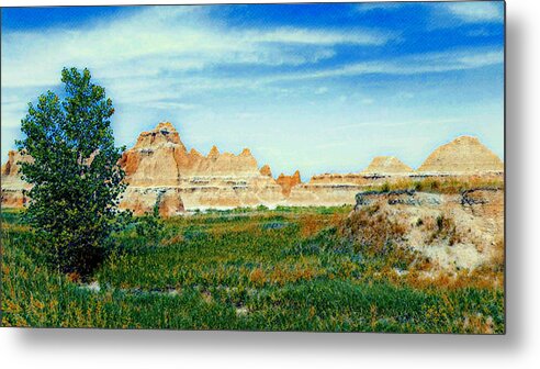 Badlands National Park Metal Print featuring the mixed media The Beauty of the Badlands National Park by Ally White