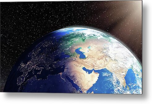 Africa Metal Print featuring the digital art The Earth Planet by Manjik Pictures