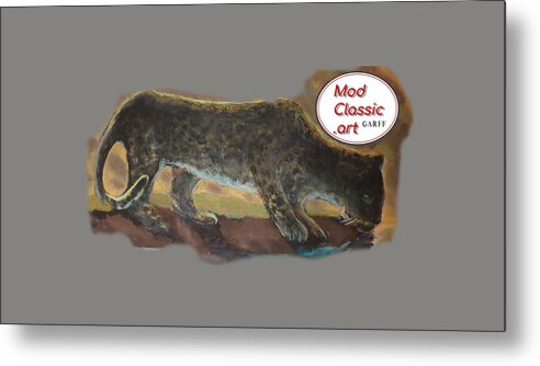 Leopard Metal Print featuring the painting The Leopard 'ModClassic Art by Enrico Garff