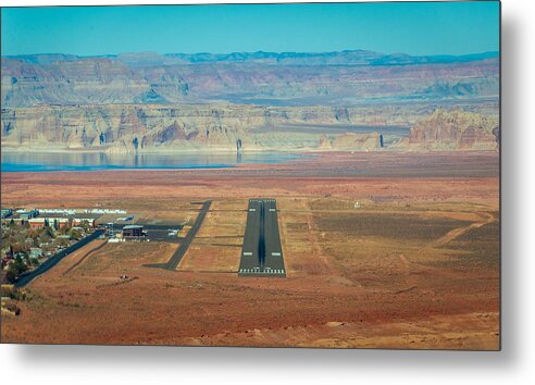 Page Arizona Airport Flight Flying Cliffs Runway Landscape Colorful Lake Powell Vermillion Cliffs Kpga Fstop101 Metal Print featuring the photograph The Page, Az airport runway by Geno Lee