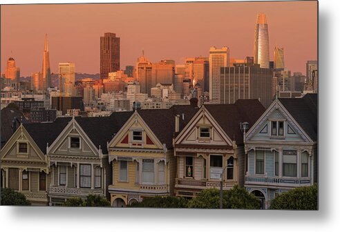 Painted Ladies Metal Print featuring the photograph The Painted Ladies at Sunset by Laura Macky