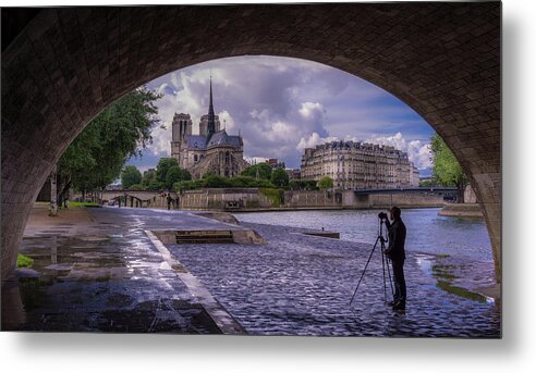 Hotel De Ville Metal Print featuring the photograph The Photographer in Notre Dame by Serge Ramelli