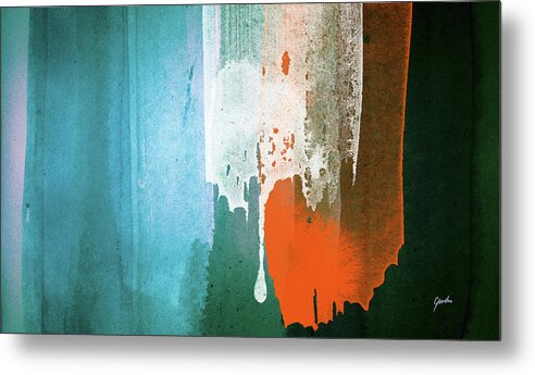 Abstract Metal Print featuring the painting Two Souls - Black Orange And White Calm Abstract Art Painting by Modern Abstract