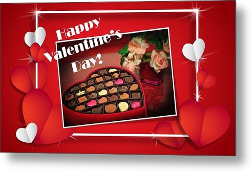 Valentine's Day Metal Print featuring the mixed media Valentine's Day Chocolates by Nancy Ayanna Wyatt