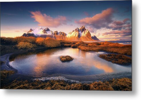 Iceland Metal Print featuring the photograph Vestrahorn at Sunset by Henry w Liu