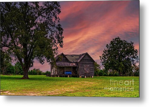 Landscapes Metal Print featuring the photograph Vintage Homestead at Sunset by DB Hayes