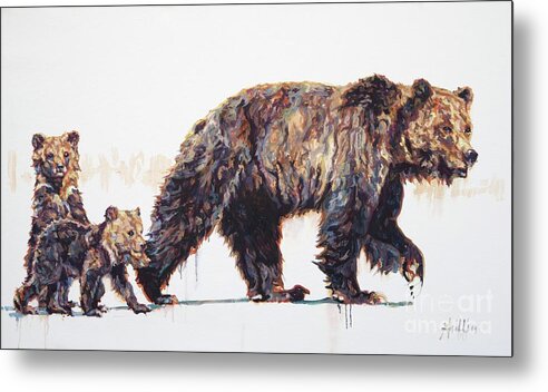 Grizzly Metal Print featuring the painting Walk This Way by Patricia A Griffin