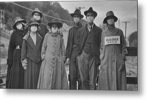 Pandemic Metal Print featuring the photograph Wear A Mask Spanish Flu 1918 by Bradford Martin