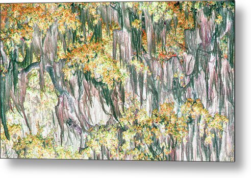 Trees Metal Print featuring the photograph Yellow Moss by Missy Joy