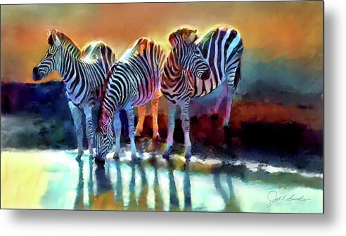 Zebra Metal Print featuring the painting Zebra Caution  by Joel Smith