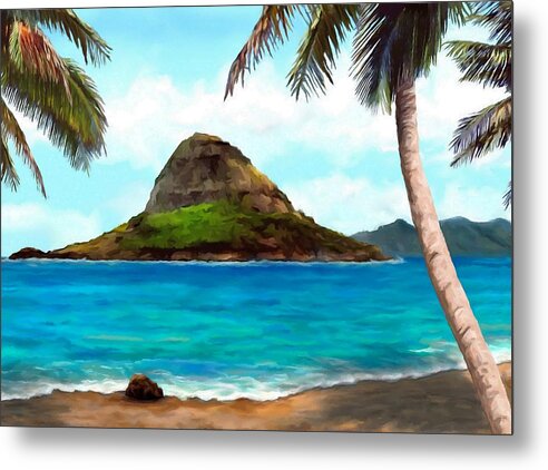 Chinaman's Hat Metal Print featuring the painting Chinaman's Hat Hawaii by Stephen Jorgensen