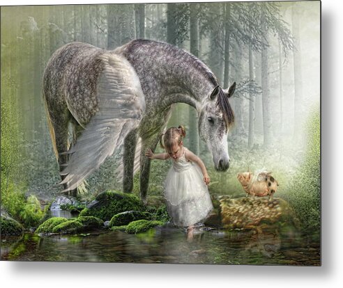 Horse Metal Print featuring the digital art Special Friends by Trudi Simmonds