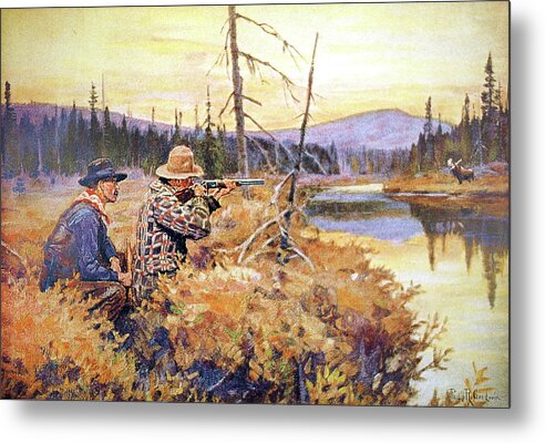 Outdoor Metal Print featuring the painting A Successful Call by Philip R Goodwin