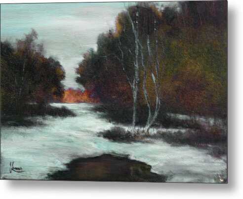 Winter Metal Print featuring the painting Bundle Up by JoAnne Lussier