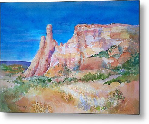 Landscape Metal Print featuring the painting Chimney Rock by Sue Kemp