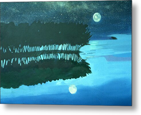 Full Moon Metal Print featuring the painting Midnight Pass by Neal Smith-Willow