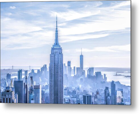 New York Metal Print featuring the painting New York City Morning Haze by Christopher Arndt