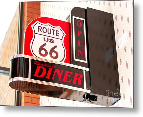 Route 66 Diner Sign Metal Print featuring the photograph Route 66 Diner Sign in Springfield by John Rizzuto