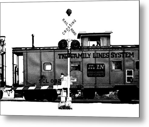 Black And White Metal Print featuring the photograph Train Tryptic C of C by Richard Gerken