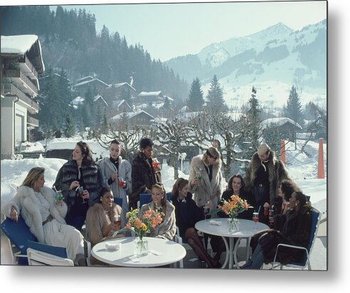 Gstaad Metal Print featuring the photograph Drinks At Gstaad by Slim Aarons